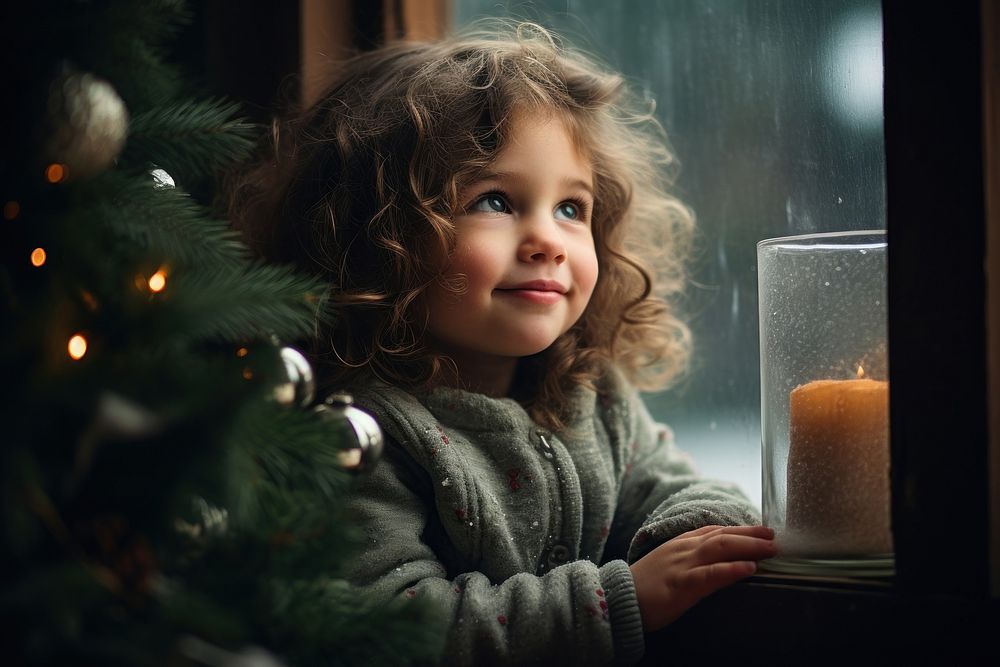 Portrait window christmas looking. AI generated Image by rawpixel.