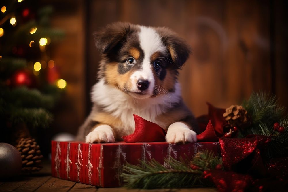 Christmas puppy mammal animal. AI generated Image by rawpixel.