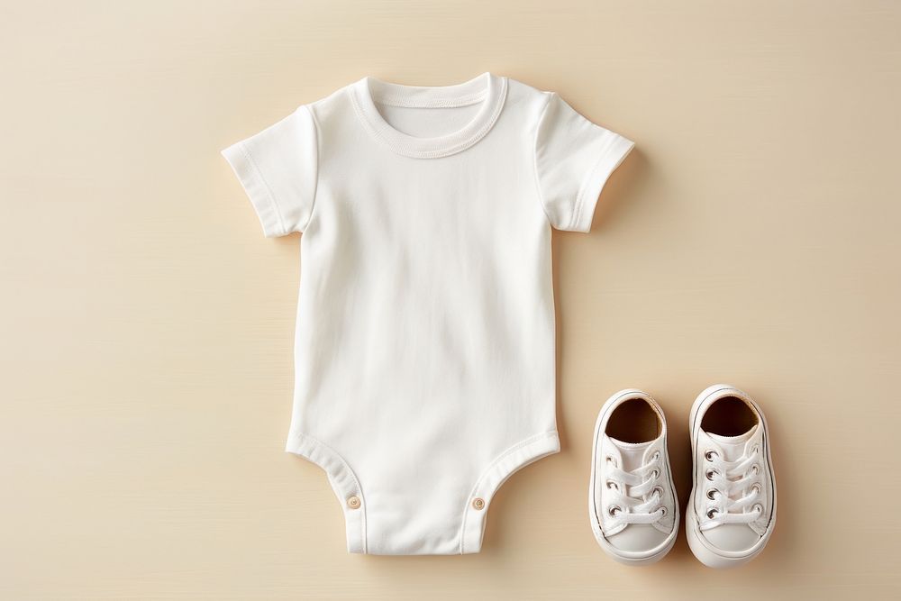 Baby white clothing apparel shoe footwear t-shirt. AI generated Image by rawpixel.