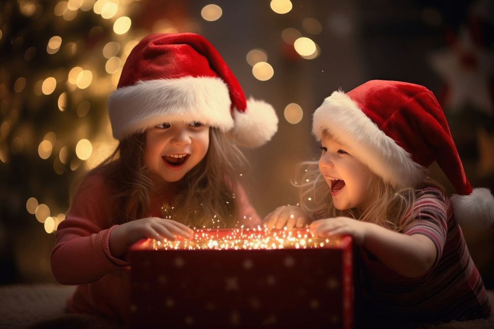 Christmas glowing child kid. AI generated Image by rawpixel.