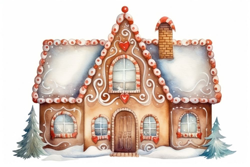 Ginger bread house gingerbread white background confectionery. AI generated Image by rawpixel.