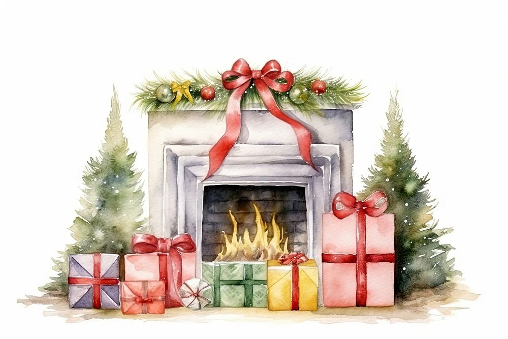 Fireplace christmas hearth gift. AI generated Image by rawpixel.