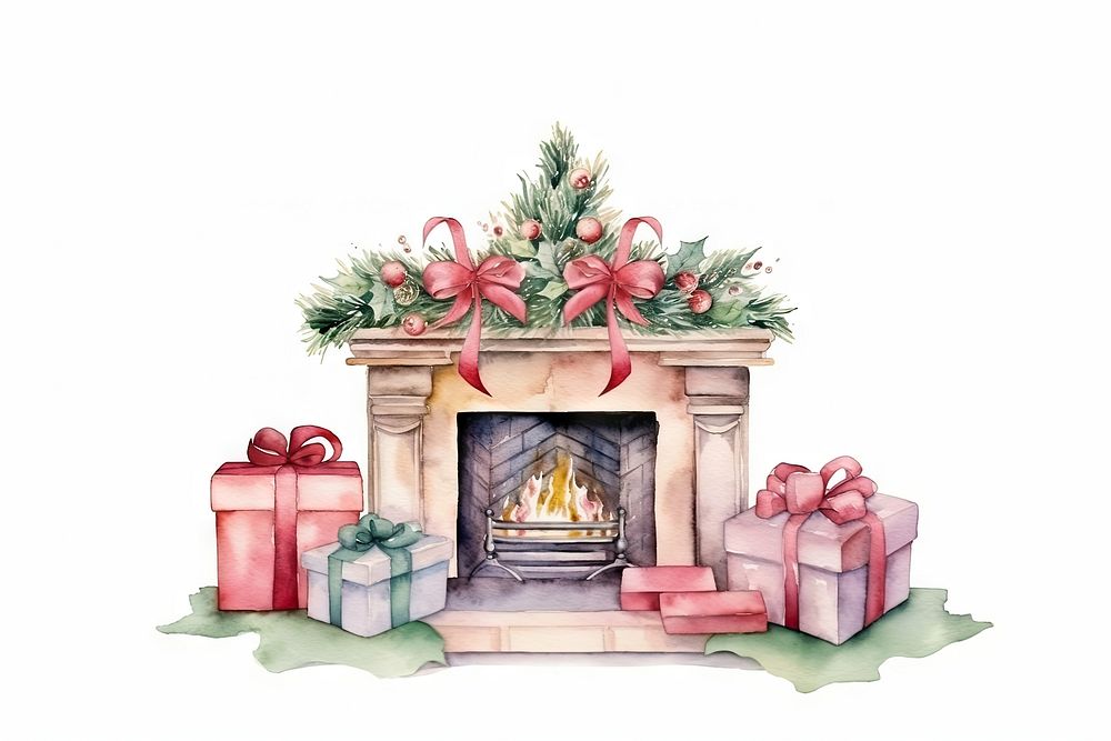 Fireplace christmas box hearth. AI generated Image by rawpixel.