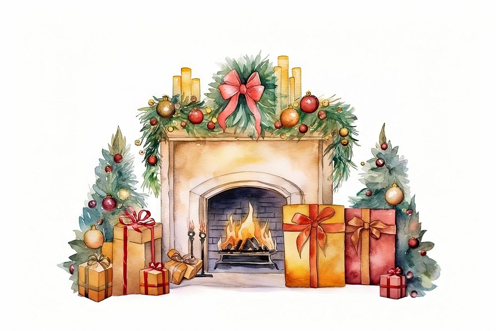 Fireplace christmas hearth candle. AI generated Image by rawpixel.