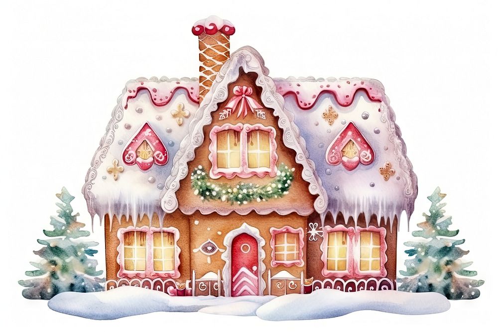 Gingerbread house christmas dessert winter. AI generated Image by rawpixel.