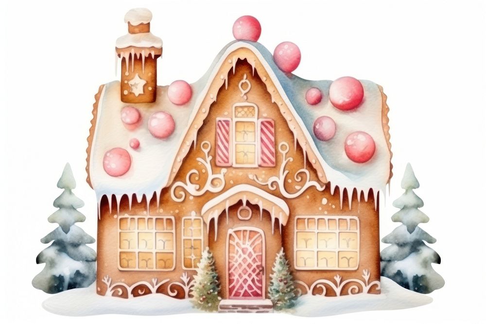Gingerbread house christmas dessert winter. AI generated Image by rawpixel.