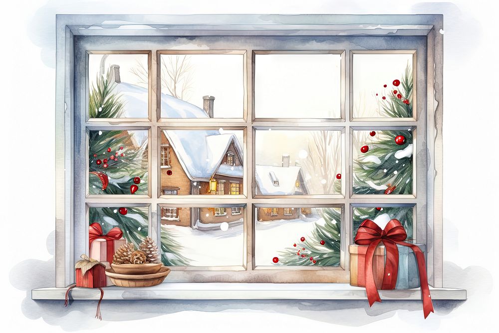 Christmas window winter architecture. AI generated Image by rawpixel.