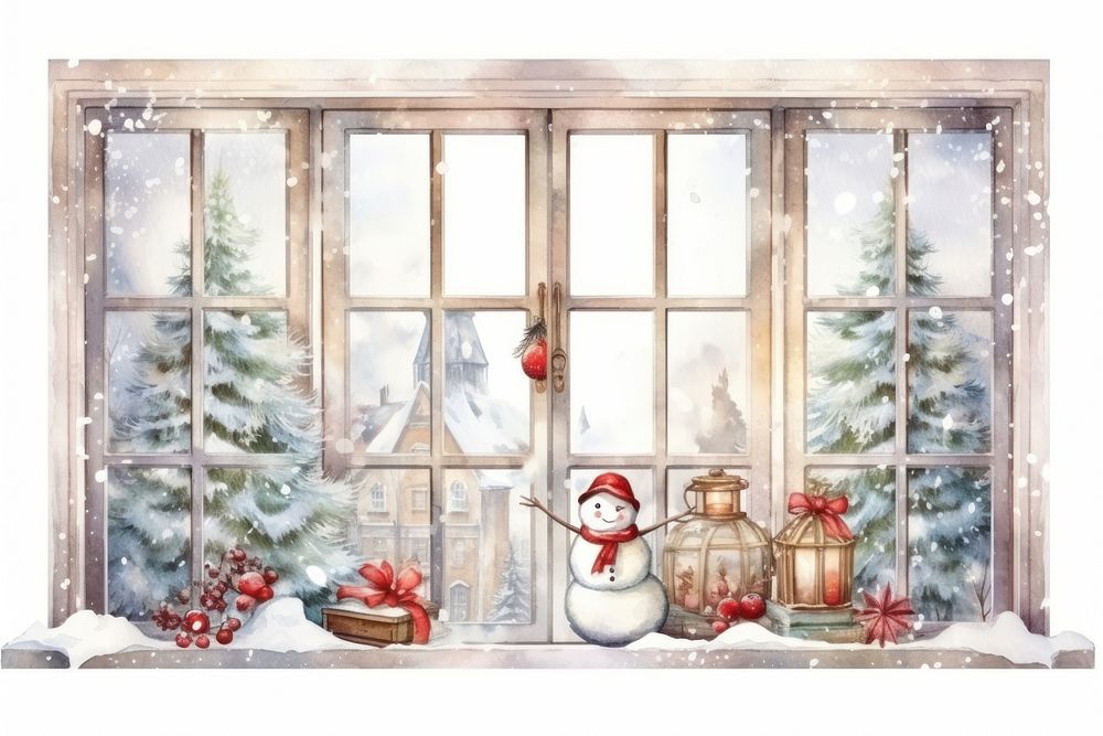 Christmas window winter windowsill. AI generated Image by rawpixel.