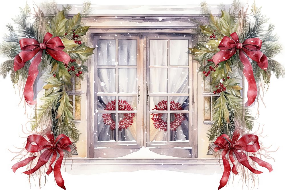 Christmas window architecture celebration. AI generated Image by rawpixel.