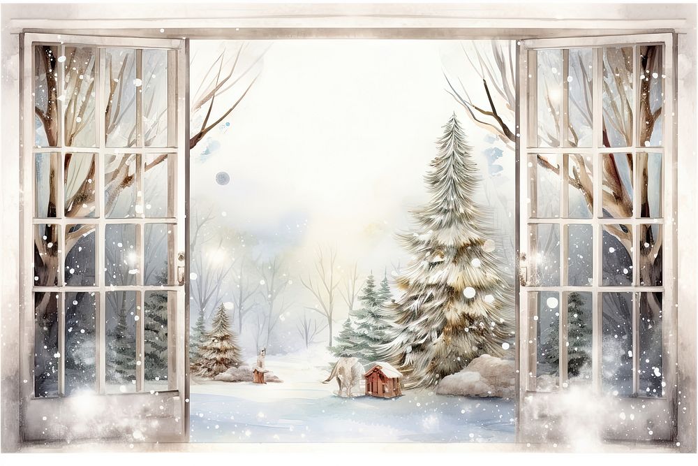 Christmas window winter nature. AI generated Image by rawpixel.
