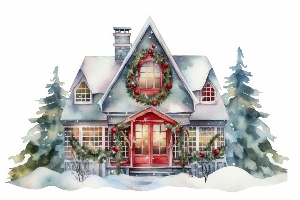 Winter house christmas architecture celebration. AI generated Image by rawpixel.