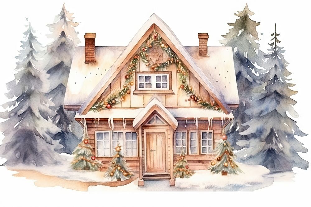 Winter house architecture christmas building. AI generated Image by rawpixel.