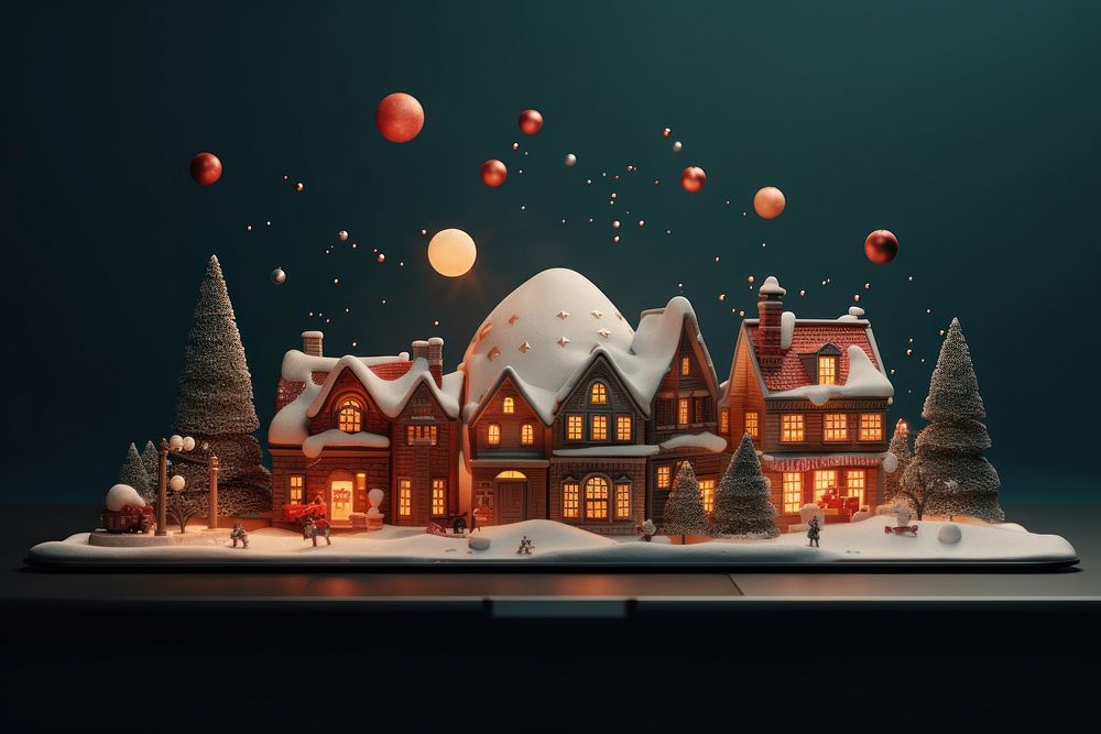 Christmas night confectionery architecture. AI generated Image by rawpixel.