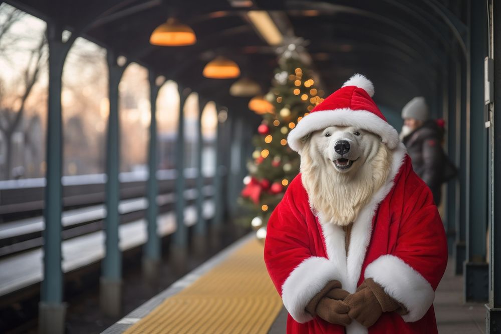 Stylish smile polar bear christmas decoration holiday. AI generated Image by rawpixel.