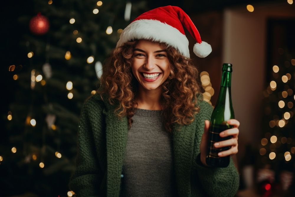 Christmas champagne cheerful sweater. AI generated Image by rawpixel.