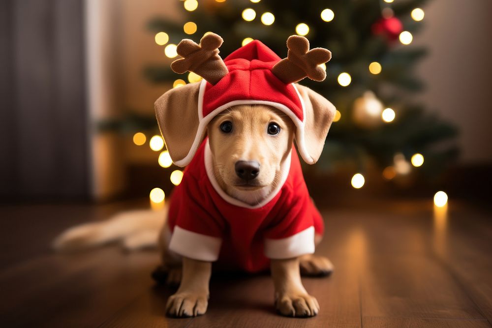 Christmas puppy mammal animal. AI generated Image by rawpixel.