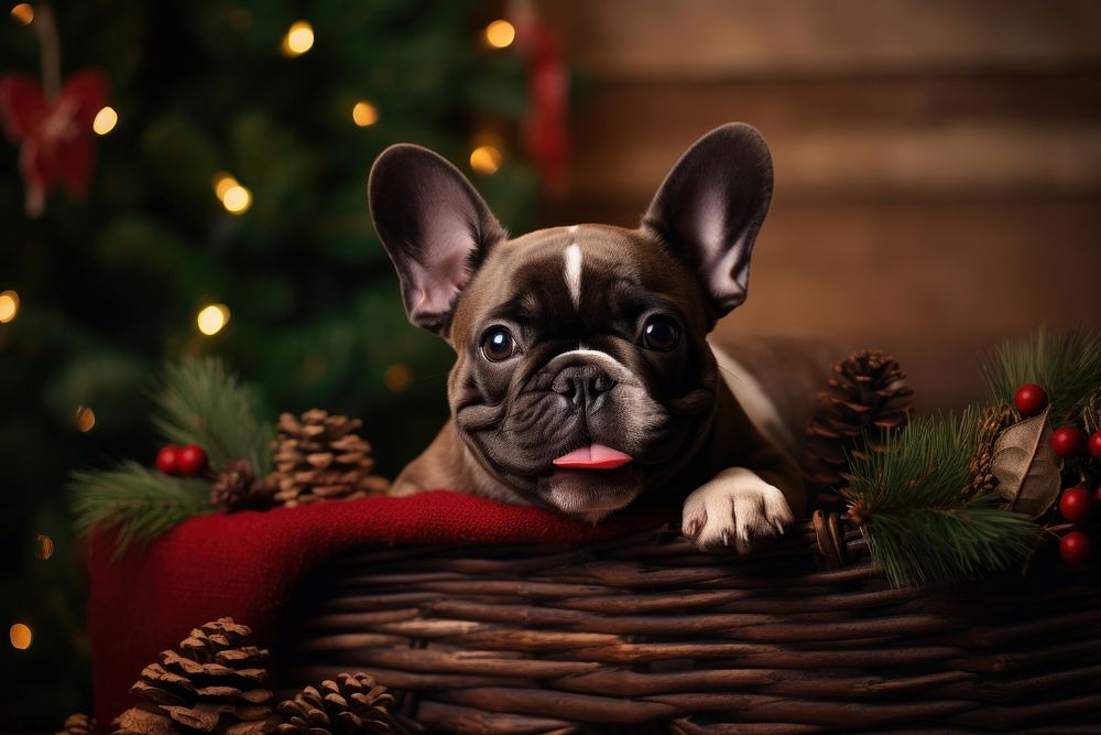 Christmas bulldog mammal animal. AI generated Image by rawpixel.