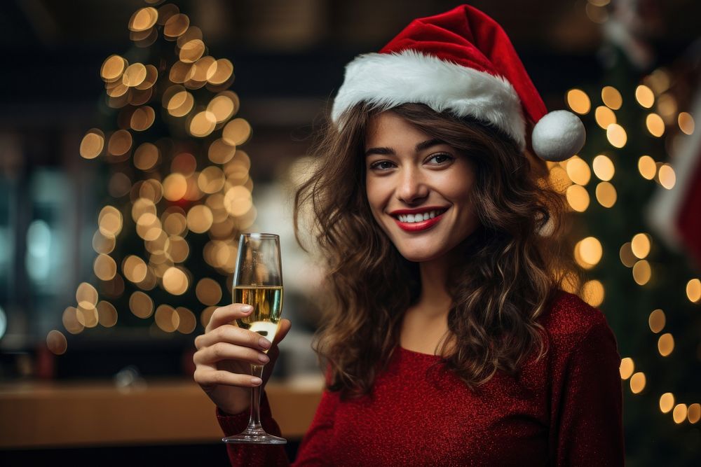 Christmas champagne cheerful holiday. AI generated Image by rawpixel.