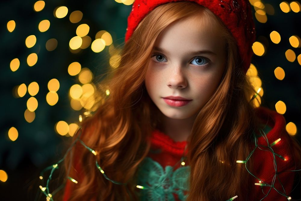 Photography christmas portrait girl. AI generated Image by rawpixel.