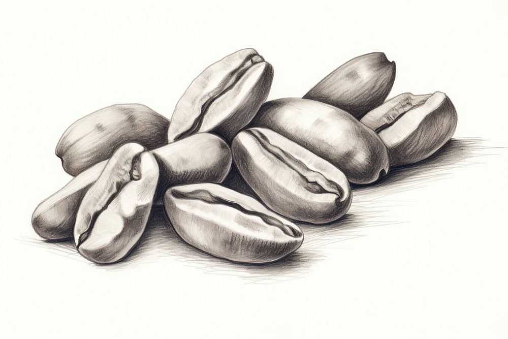  Coffee beans drawing sketch food. AI generated Image by rawpixel.