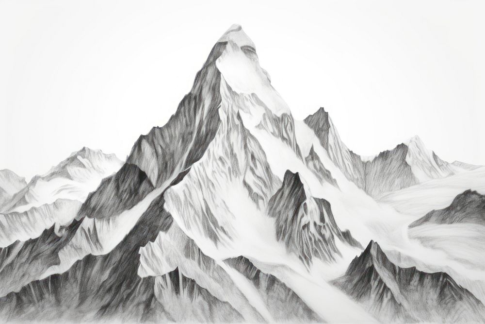  Mountain landscape drawing nature sketch. AI generated Image by rawpixel.