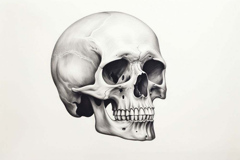  Skull drawing sketch anthropology. AI generated Image by rawpixel.