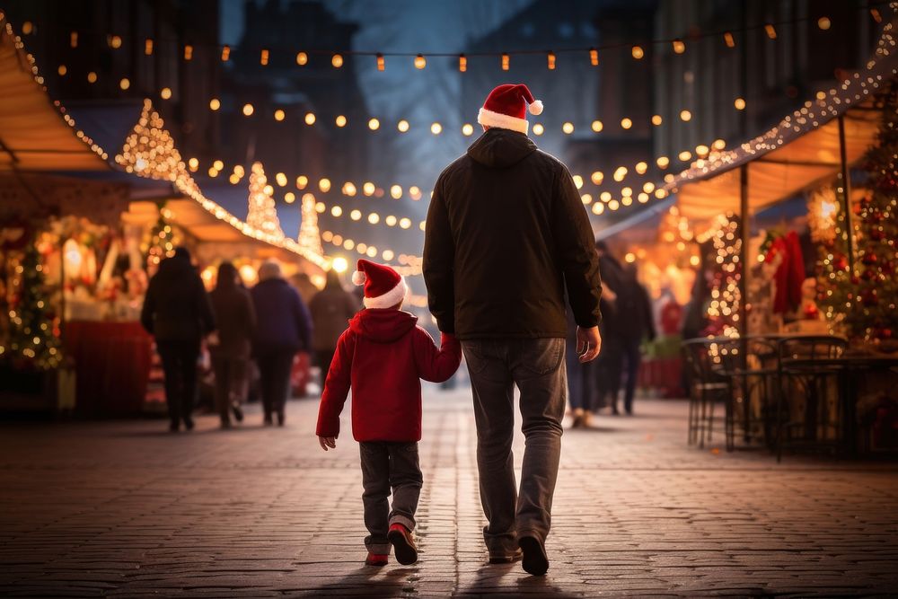 Christmas walking adult christmas market. AI generated Image by rawpixel.