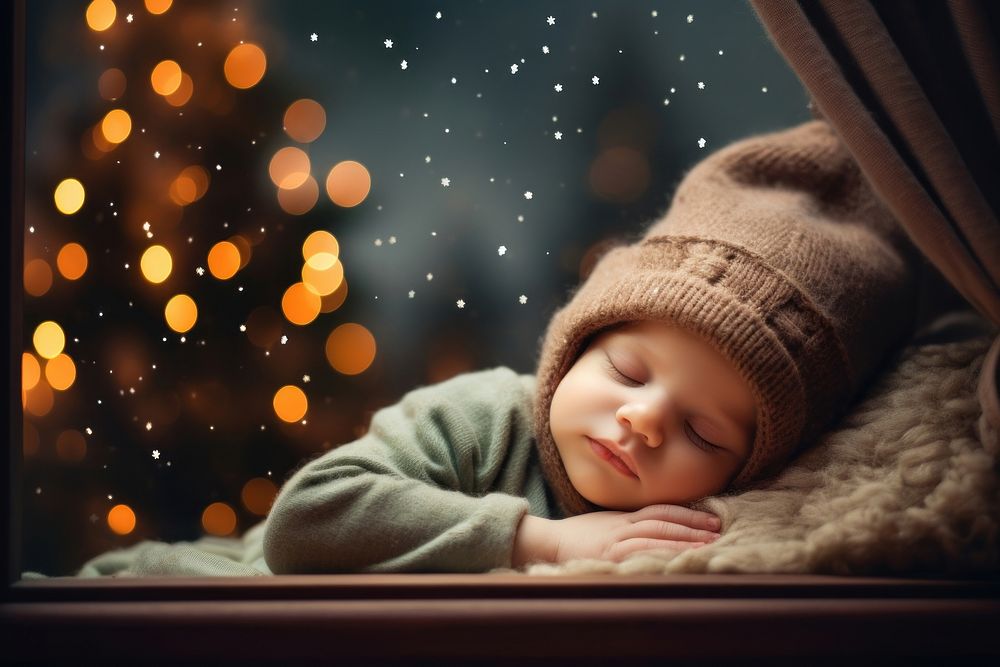 Sleeping night baby christmas. AI generated Image by rawpixel.