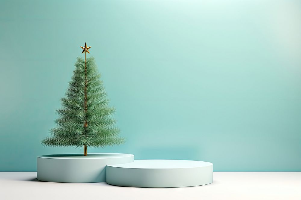 Stairs podium christmas plant green. AI generated Image by rawpixel.