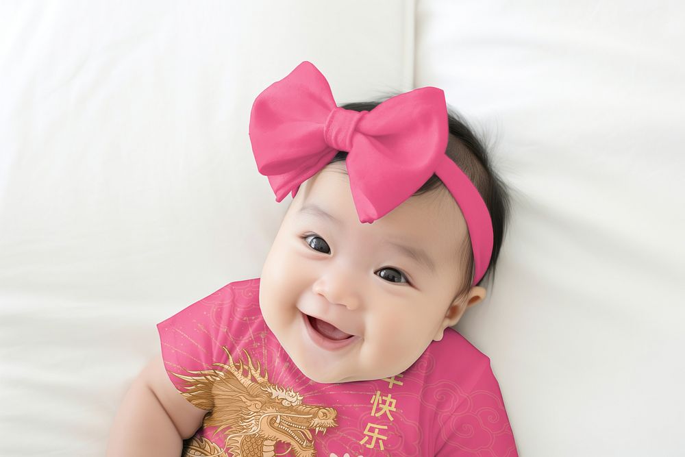 Baby wearing bow headband