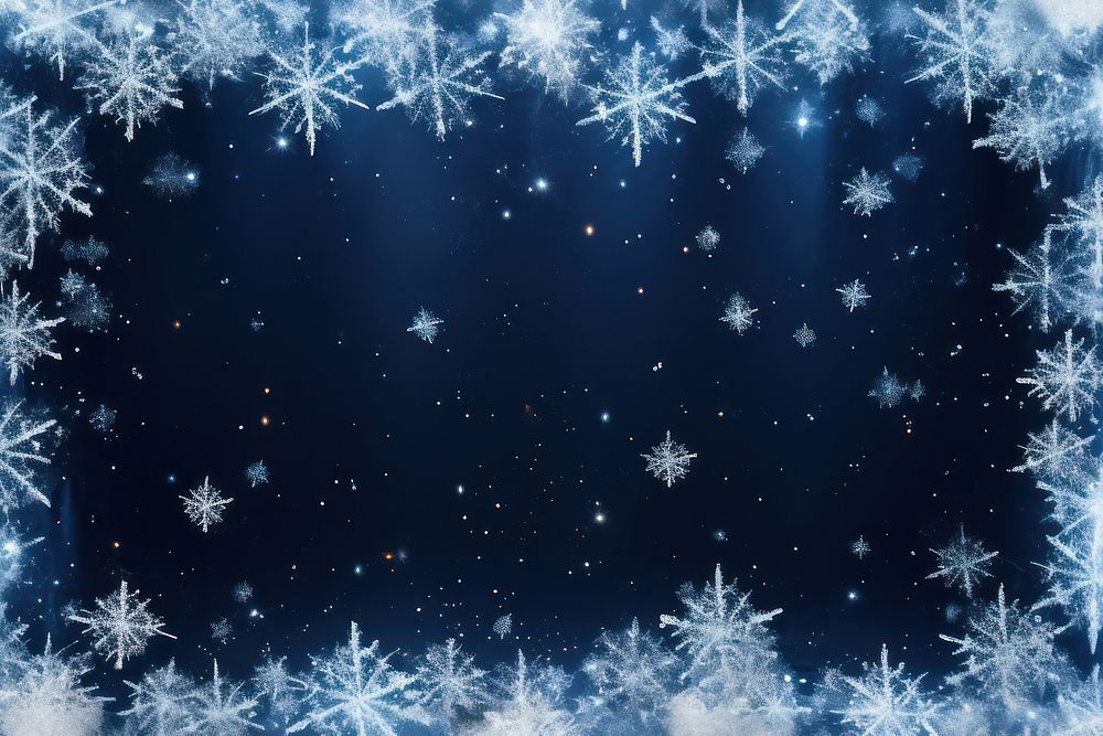 Icy frost crystal border backgrounds snowflake night. AI generated Image by rawpixel.