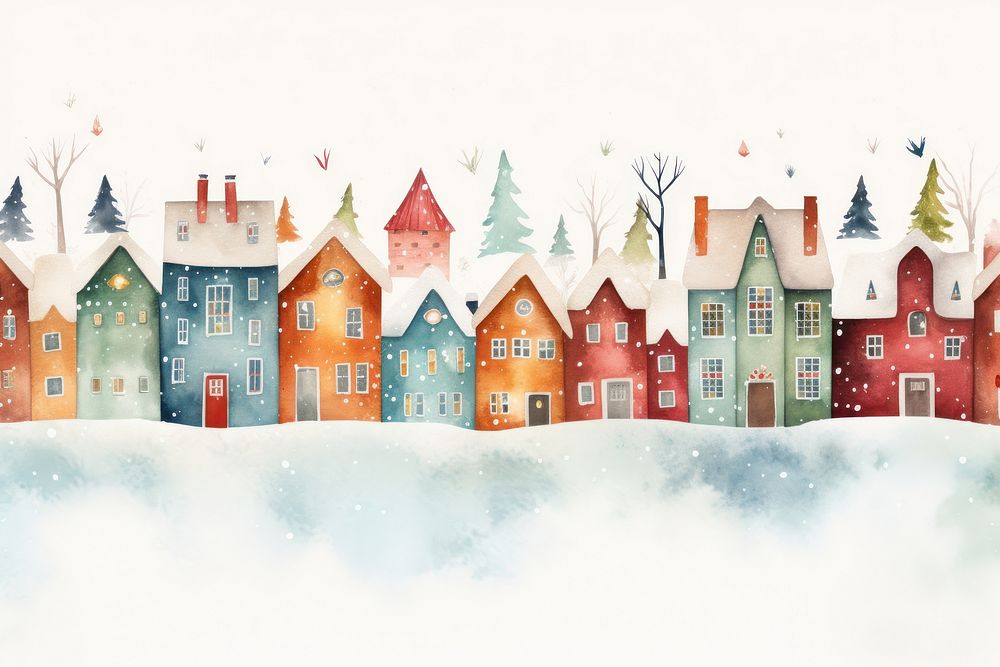 Christmas snow village architecture backgrounds building. AI generated Image by rawpixel.