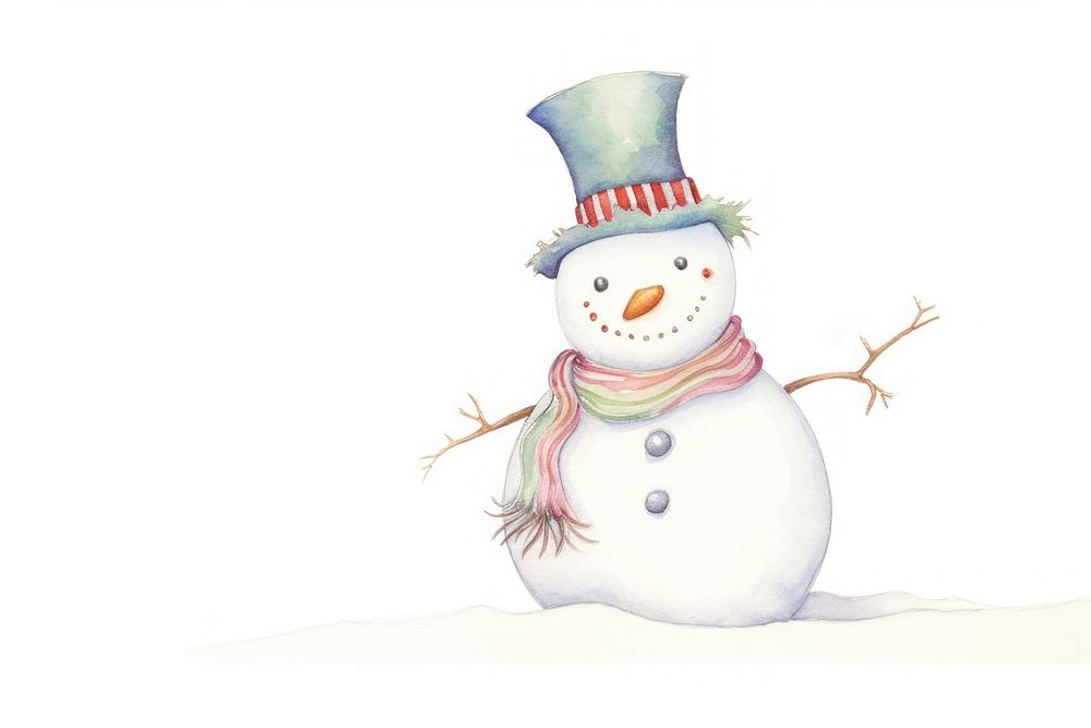 Snowman border winter white white background. AI generated Image by rawpixel.