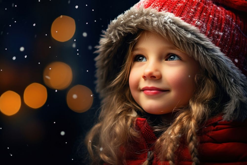 Christmas portrait child night. AI generated Image by rawpixel.