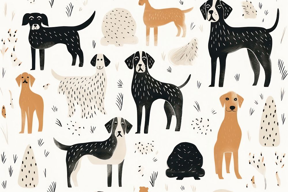 Dog pattern illustrated animal. AI generated Image by rawpixel.