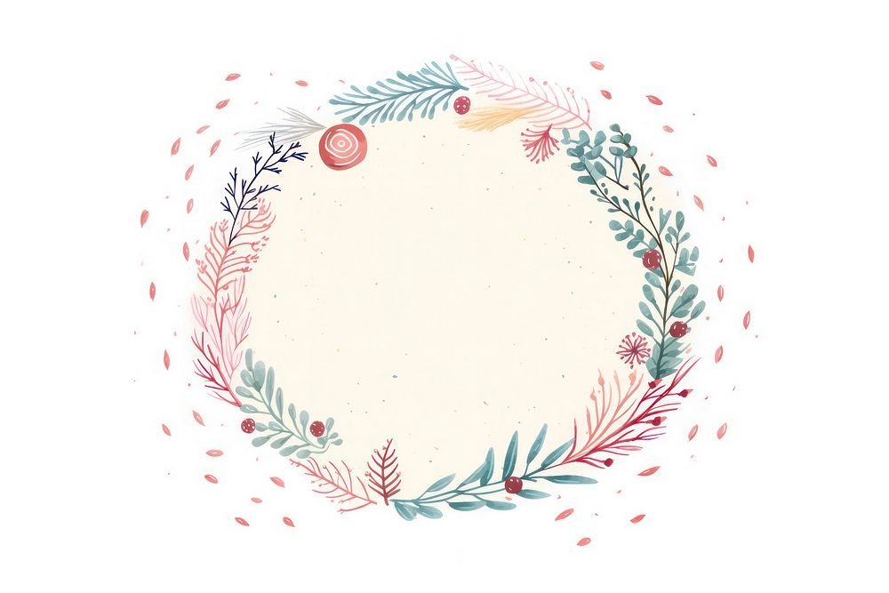 A cute christmas wreath border illustrated pattern flower. AI generated Image by rawpixel.