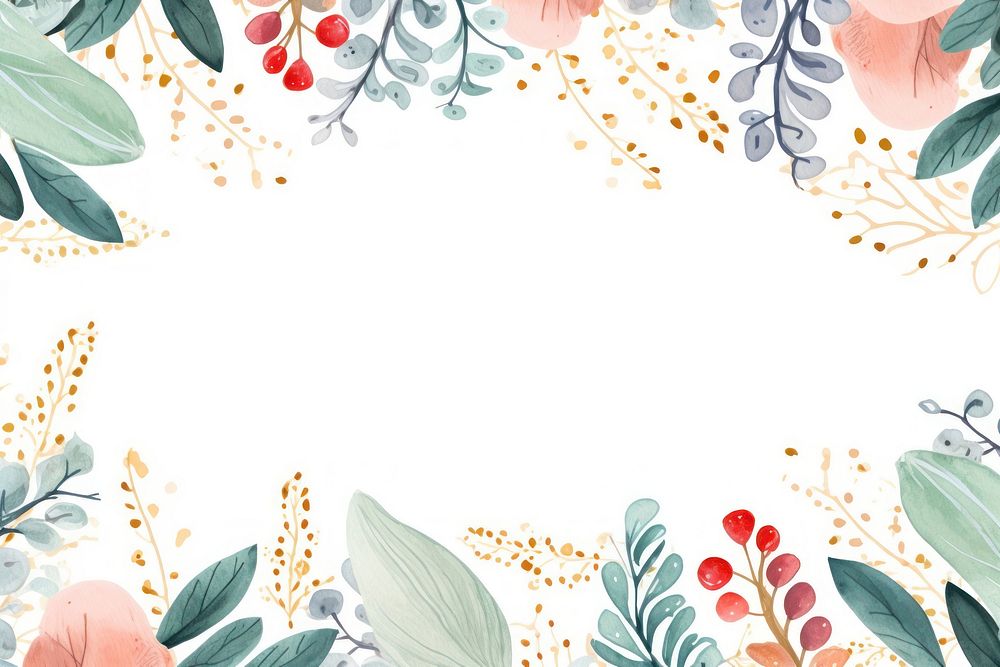 A cute christmas leaf border pattern plant backgrounds. AI generated Image by rawpixel.