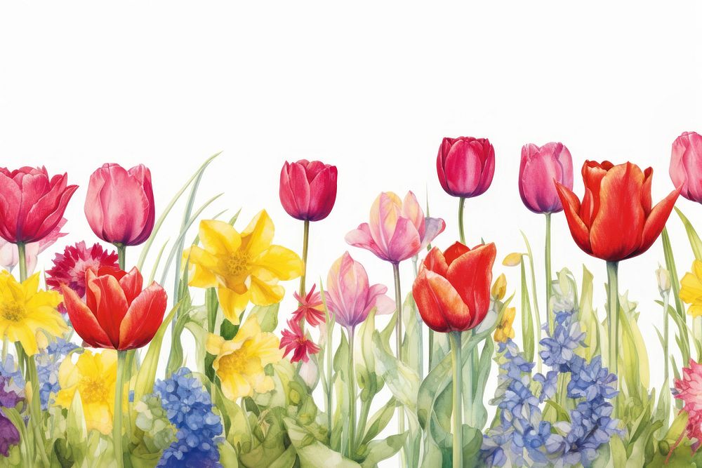 Tulip painting outdoors blossom. AI generated Image by rawpixel.