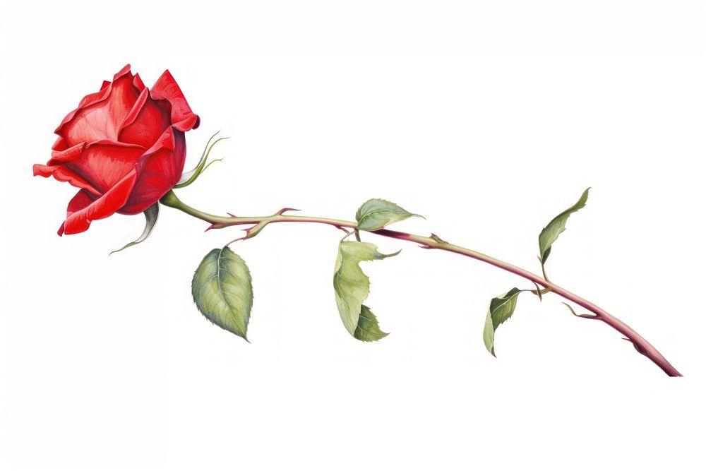 Red rose flower plant leaf. AI generated Image by rawpixel.
