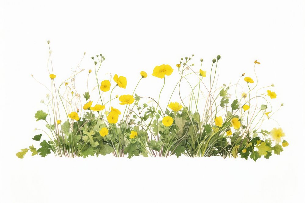 Buttercup flower plant white background. AI generated Image by rawpixel.