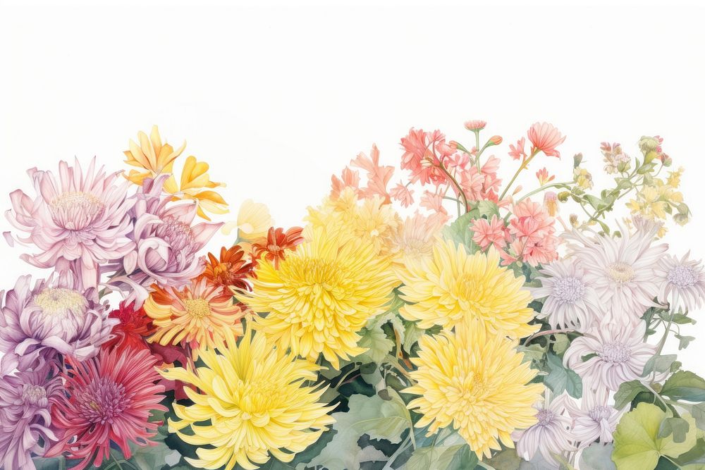 Chrysanthemum garden backgrounds chrysanths painting. AI generated Image by rawpixel.