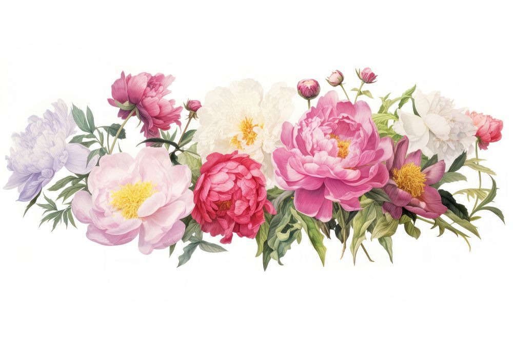Peonies blossom flower plant. AI generated Image by rawpixel.