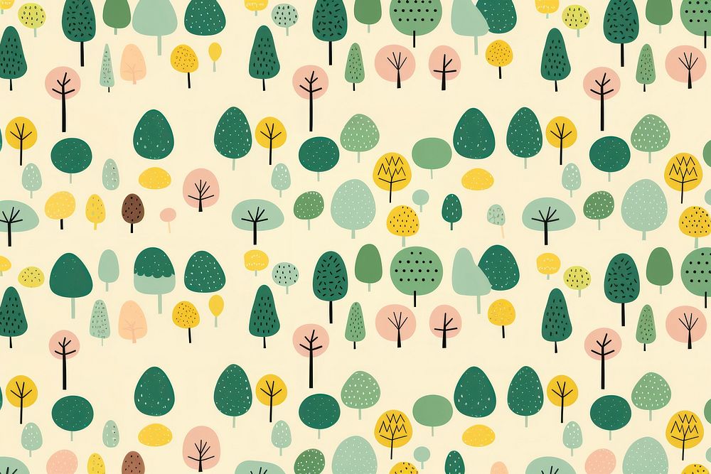 Cute tree pattern green tranquility. AI generated Image by rawpixel.