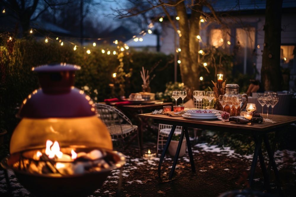 Outdoors decoration lighting table. AI generated Image by rawpixel.