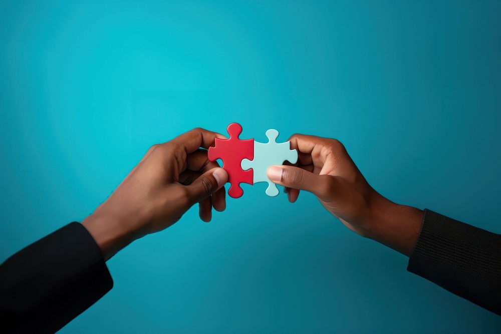 Couple puzzle piece adult hand jigsaw puzzle. AI generated Image by rawpixel.