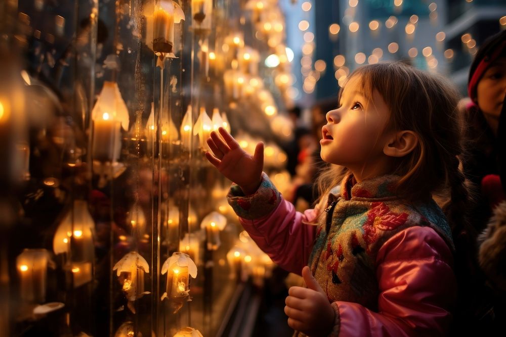 Celebration tradition lighting child. AI generated Image by rawpixel.