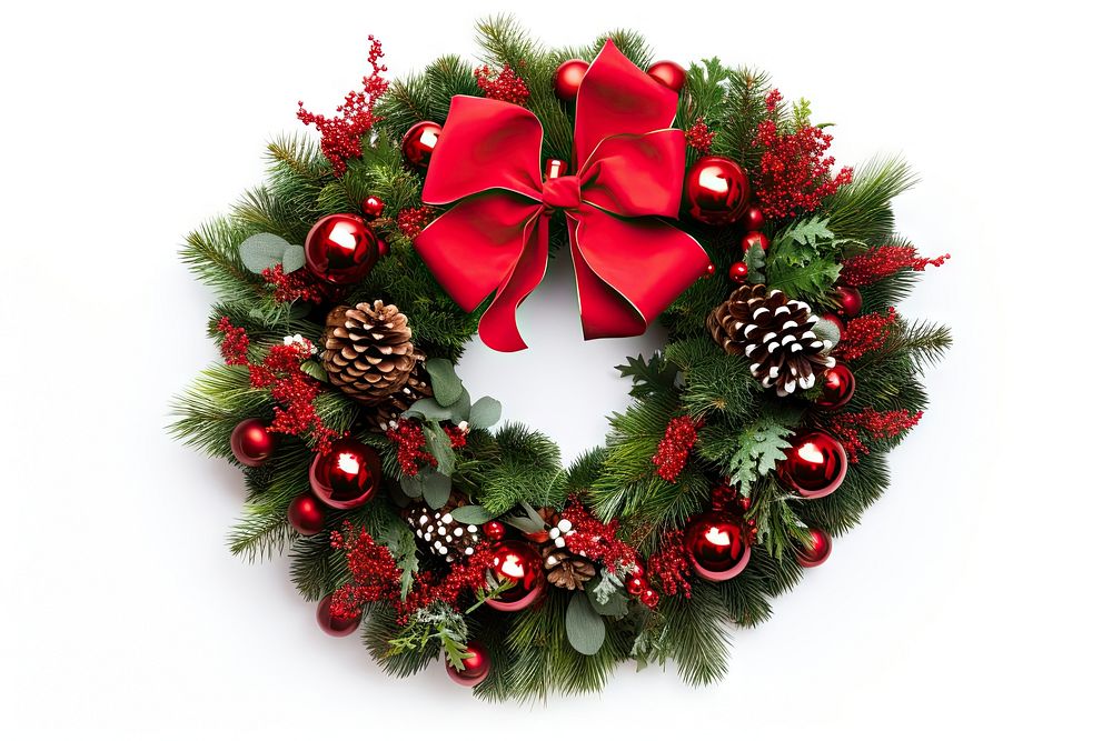 Christmas wreath christmas plant white background. AI generated Image by rawpixel.