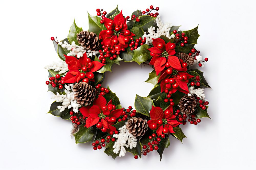Christmas wreath christmas plant white background. AI generated Image by rawpixel.