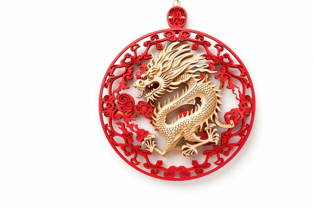 Jewelry pendant dragon white background. AI generated Image by rawpixel.