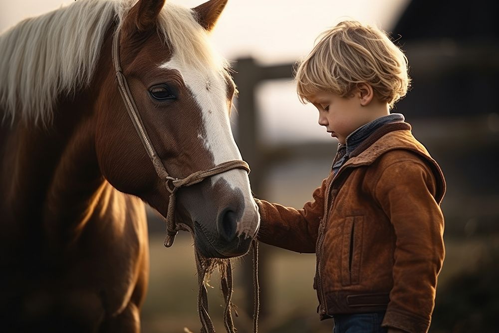 Horse mammal animal child. AI generated Image by rawpixel.